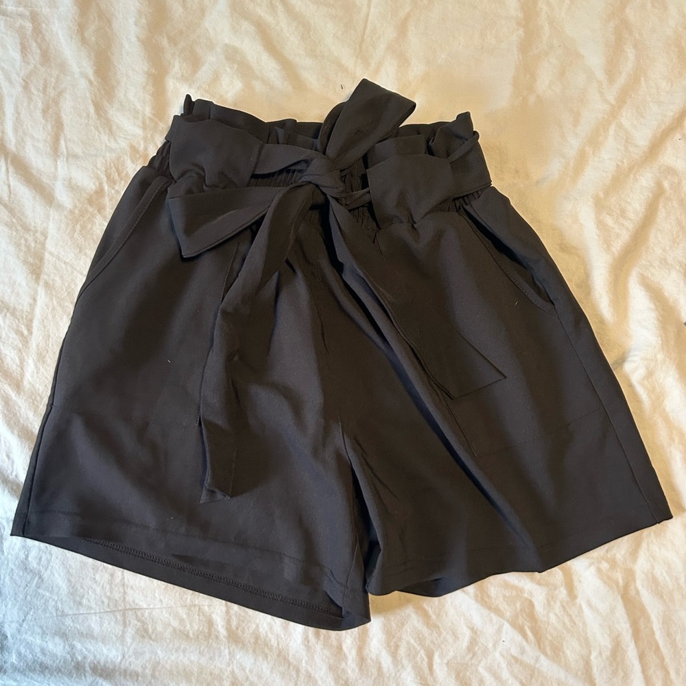 Black paper bag shorts